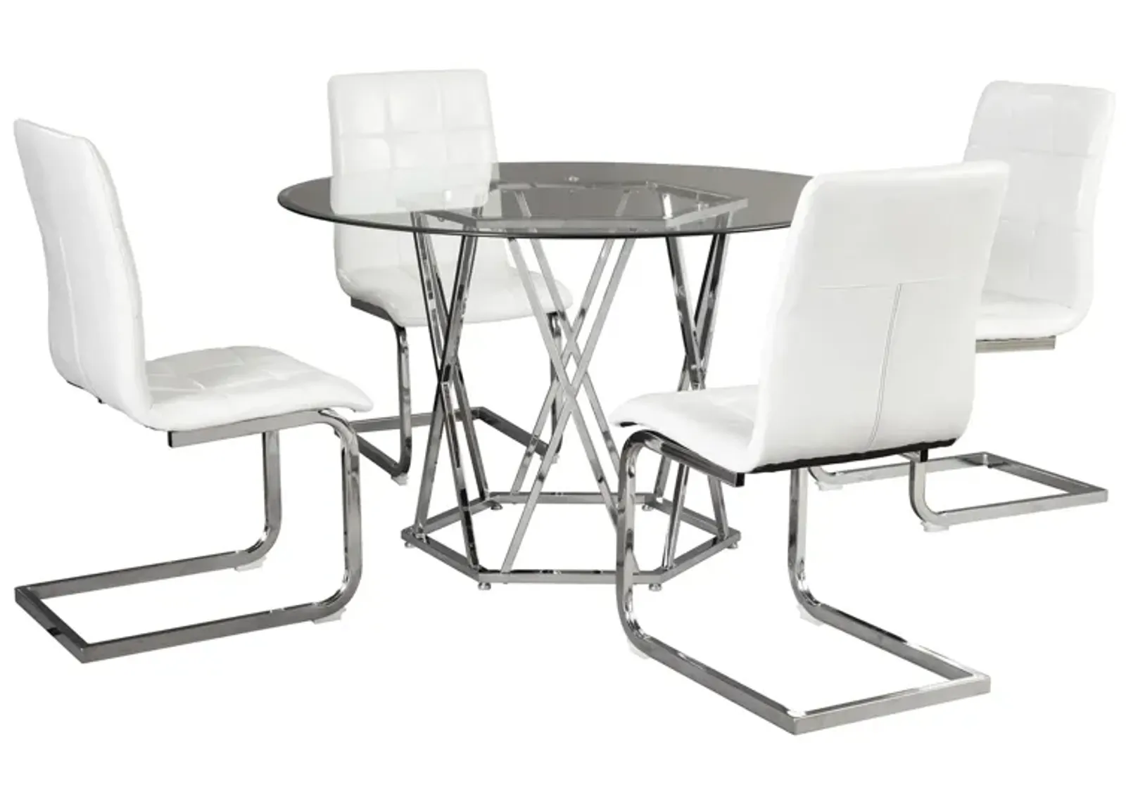 Madanere 5-pc. Dining Set in White/Chrome Finish by Ashley Furniture