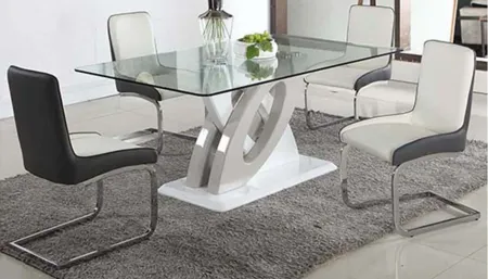 Dreamhouse Dining Table in Clear/Gloss White/Gray by Chintaly Imports
