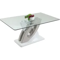 Dreamhouse Dining Table in Clear/Gloss White/Gray by Chintaly Imports