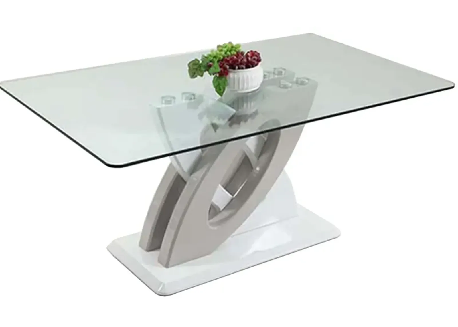 Dreamhouse Dining Table in Clear/Gloss White/Gray by Chintaly Imports