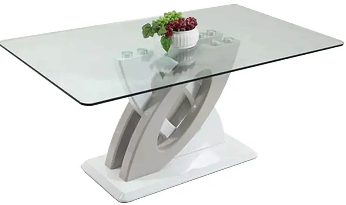 Dreamhouse Dining Table in Clear/Gloss White/Gray by Chintaly Imports