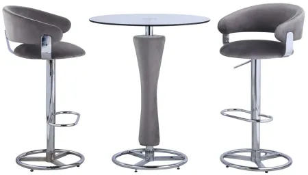 Daniella 3-pc. Bar Set in Gray by Chintaly Imports