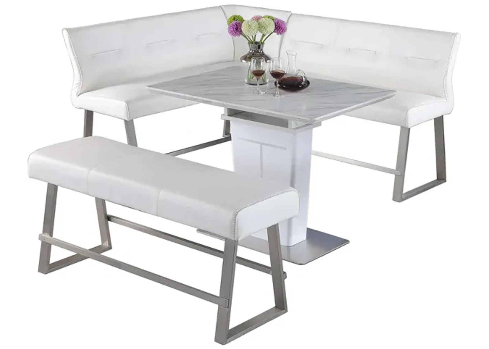 Gwen 3-pc. Counter-Height Dining Set in White by Chintaly Imports