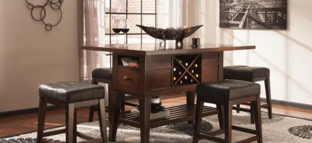 Danfield Counter-Height Dining Table w/ Wine Storage in Dark Brown by Bellanest