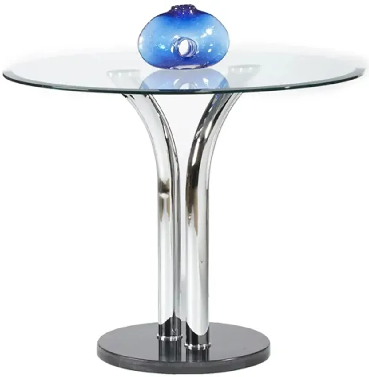 Ginger Glass Dining Table in Clear/Black/Chrome by Chintaly Imports