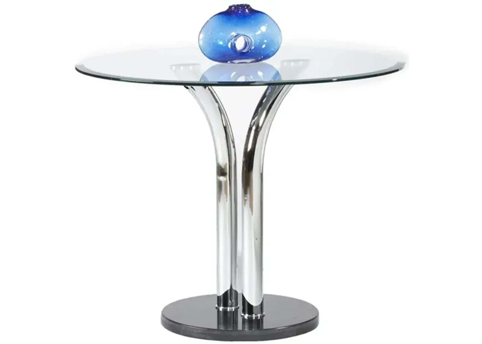 Ginger Glass Dining Table in Clear/Black/Chrome by Chintaly Imports