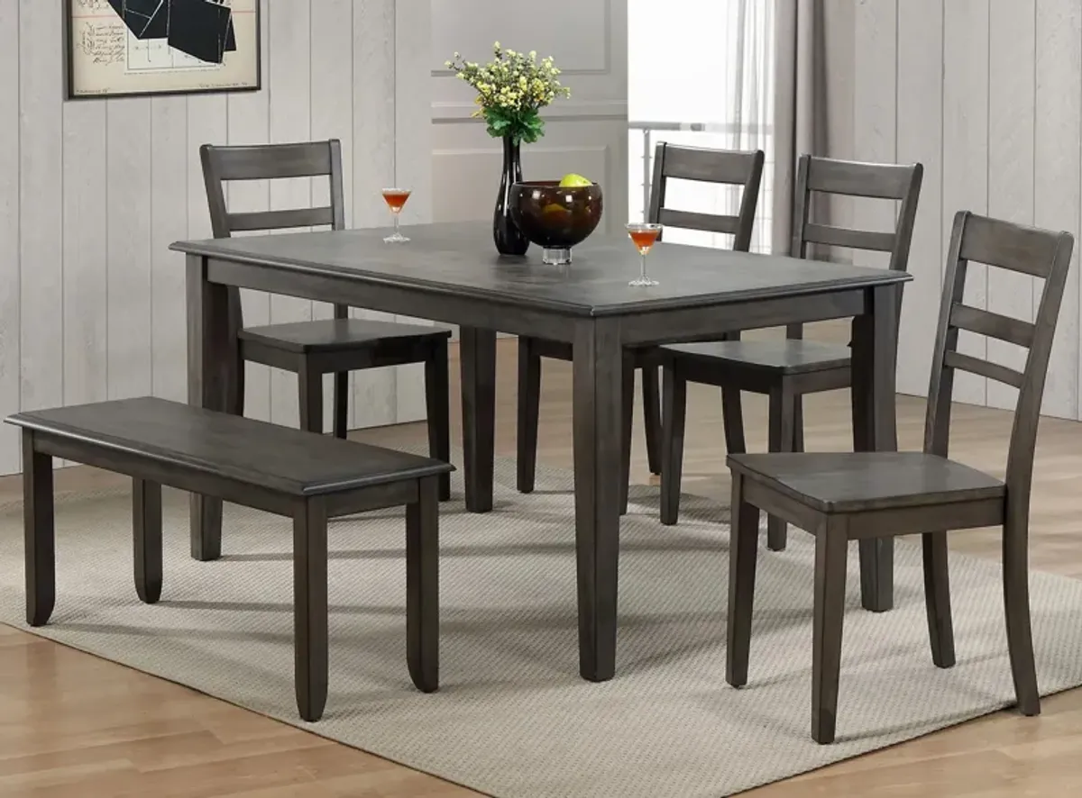 Eastlane 6-pc. Dining Set w/ Bench in Weathered Gray by Sunset Trading