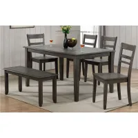 Eastlane 6-pc. Dining Set w/ Bench in Weathered Gray by Sunset Trading