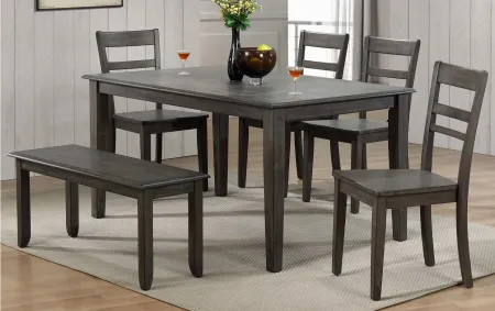 Eastlane 6-pc. Dining Set w/ Bench in Weathered Gray by Sunset Trading