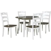 Tenley 5-pc Drop Leaf Dining Set in White/Brown by Ashley Furniture