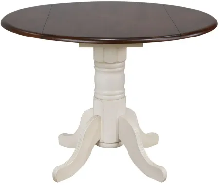 Fenway Round Drop Leaf Dining Table in Distressed Chestnut by Sunset Trading