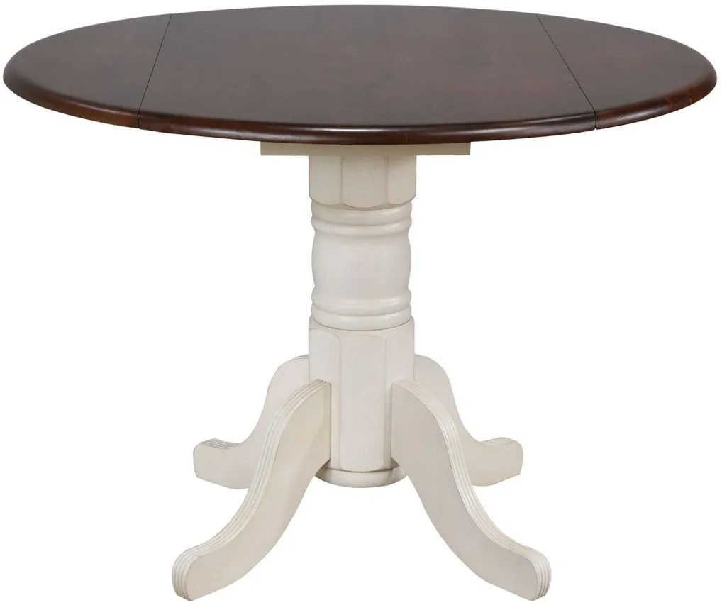 Fenway Round Drop Leaf Dining Table in Distressed Chestnut by Sunset Trading