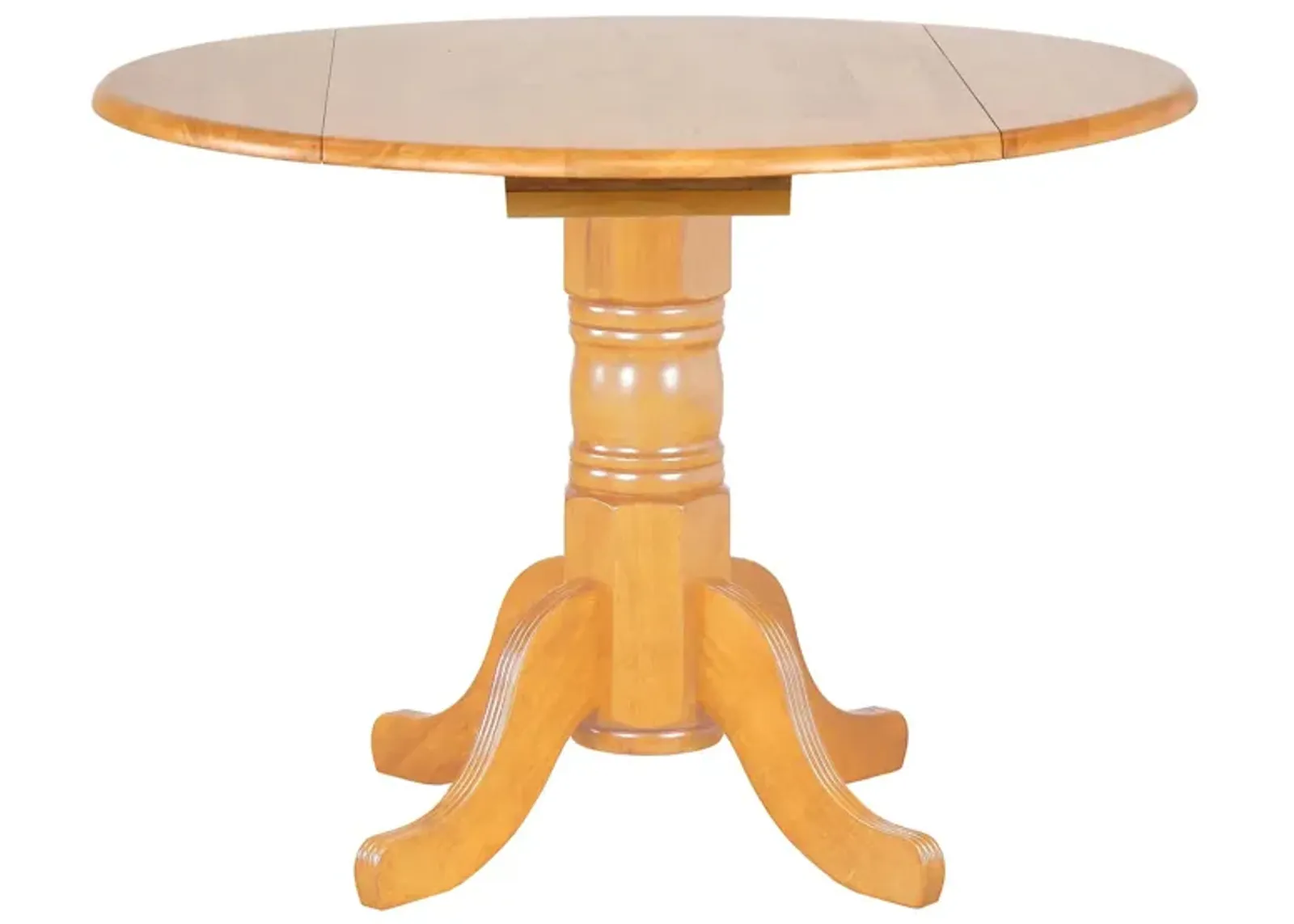 Oak Selections Round Drop Leaf Dining Table in Light oak finish by Sunset Trading