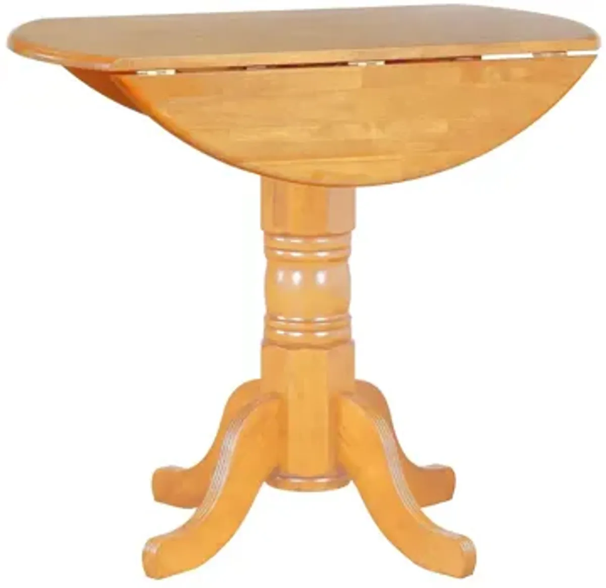 Oak Selections Round Drop Leaf Bar-Height Dining Table