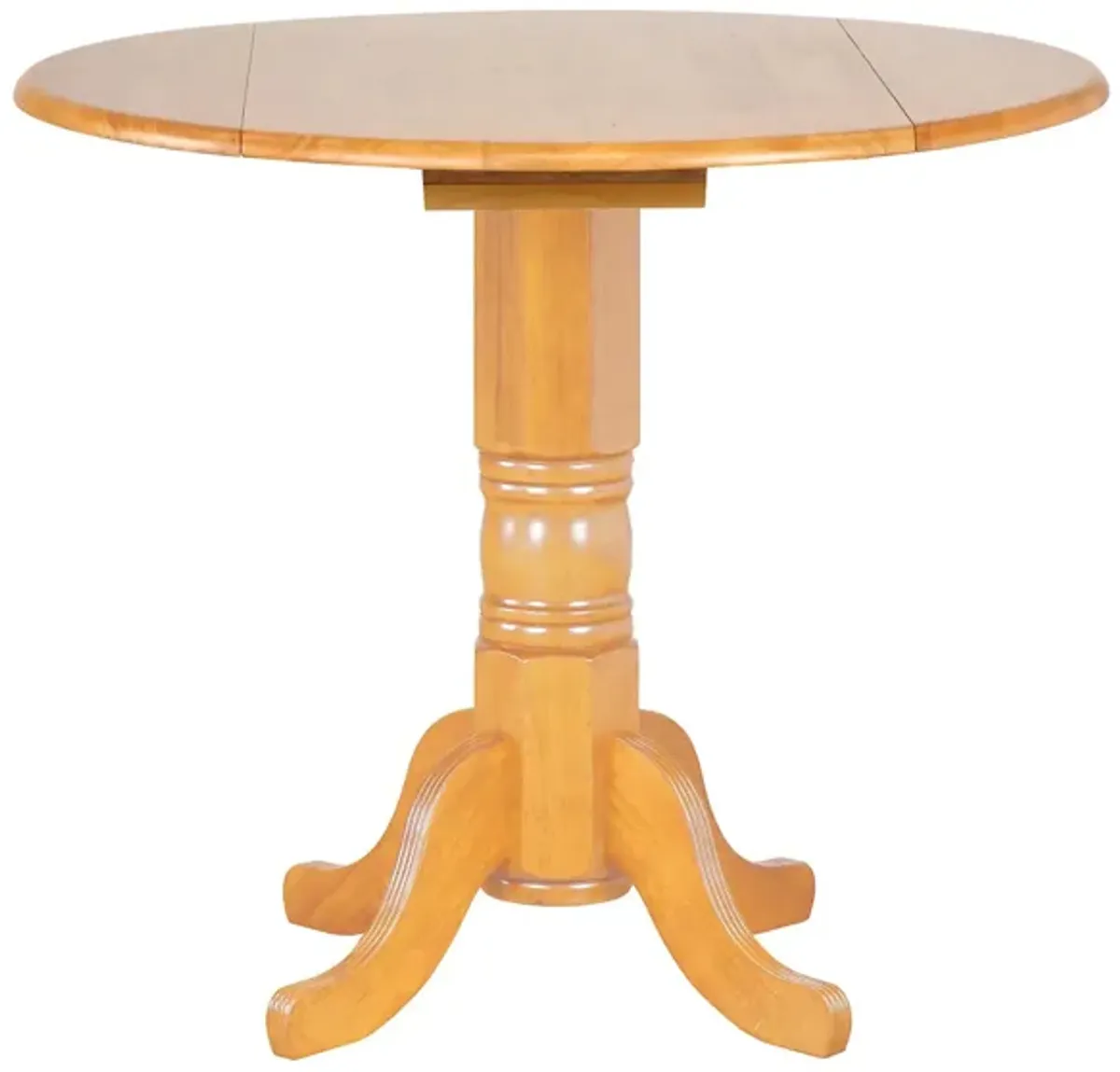 Oak Selections Round Drop Leaf Bar-Height Dining Table