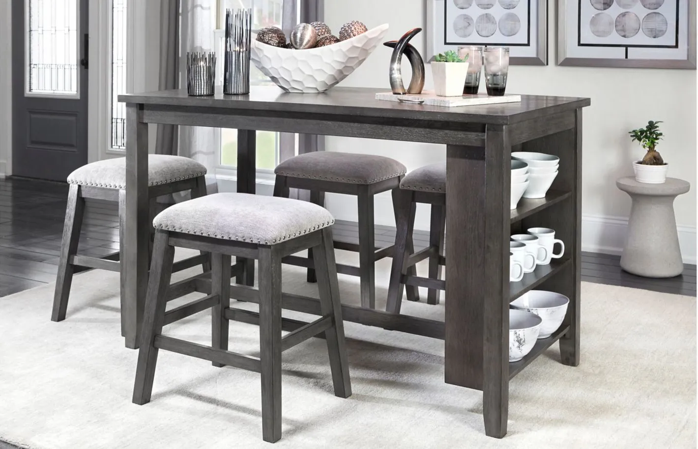 Napa Counter-Height 5-pc. Dining Set in Gray by Bellanest