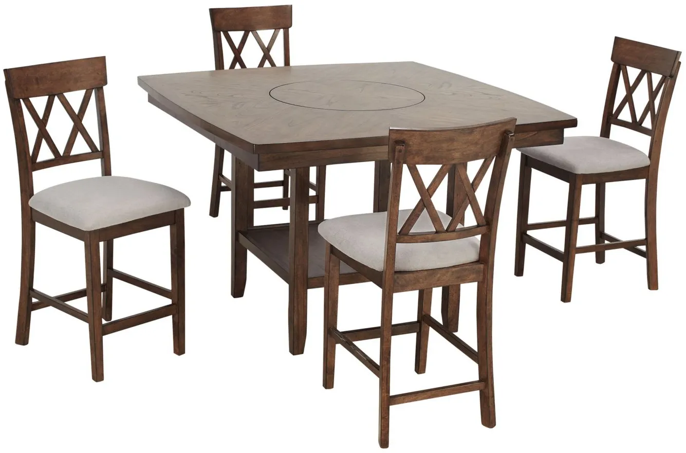 Elmore 5-pc Dining Set in Brown by Bellanest