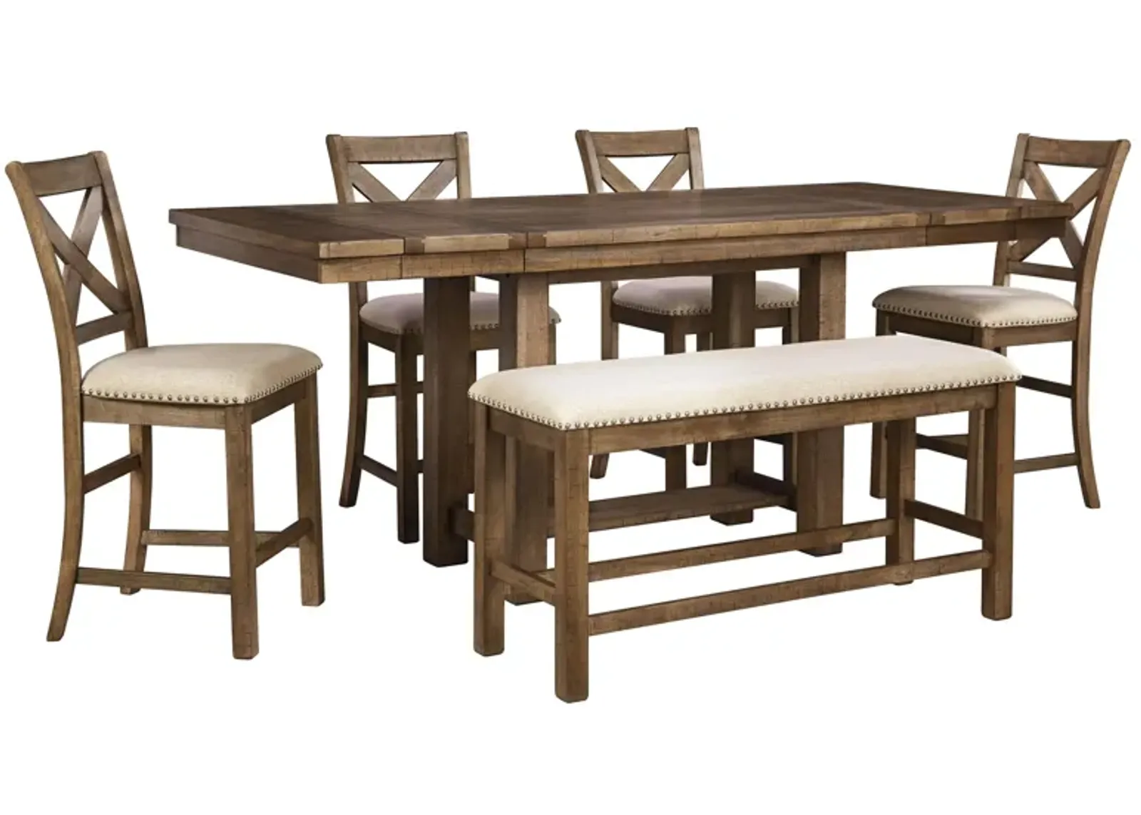 Montana 6-pc. Counter-Height Dining Set w/ Leaves in Beige / Grayish Brown by Ashley Furniture