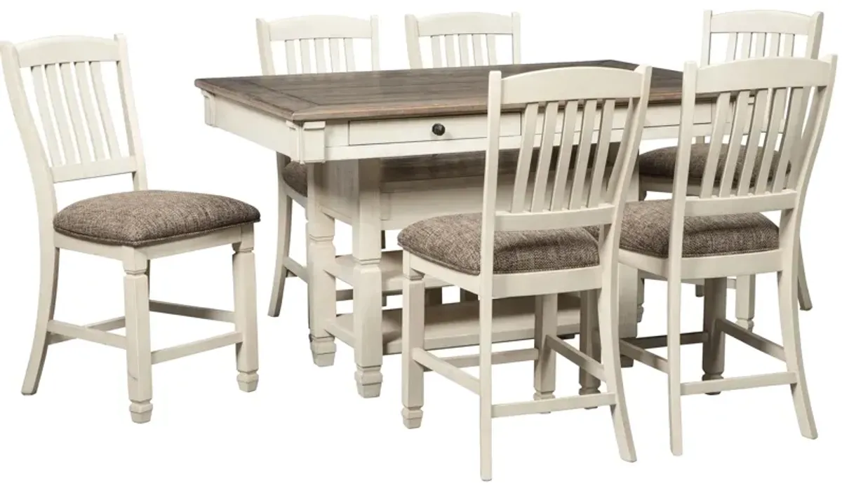 Aspen 7-pc. Counter Height Dining Set in Light Brown / Antique White by Ashley Furniture