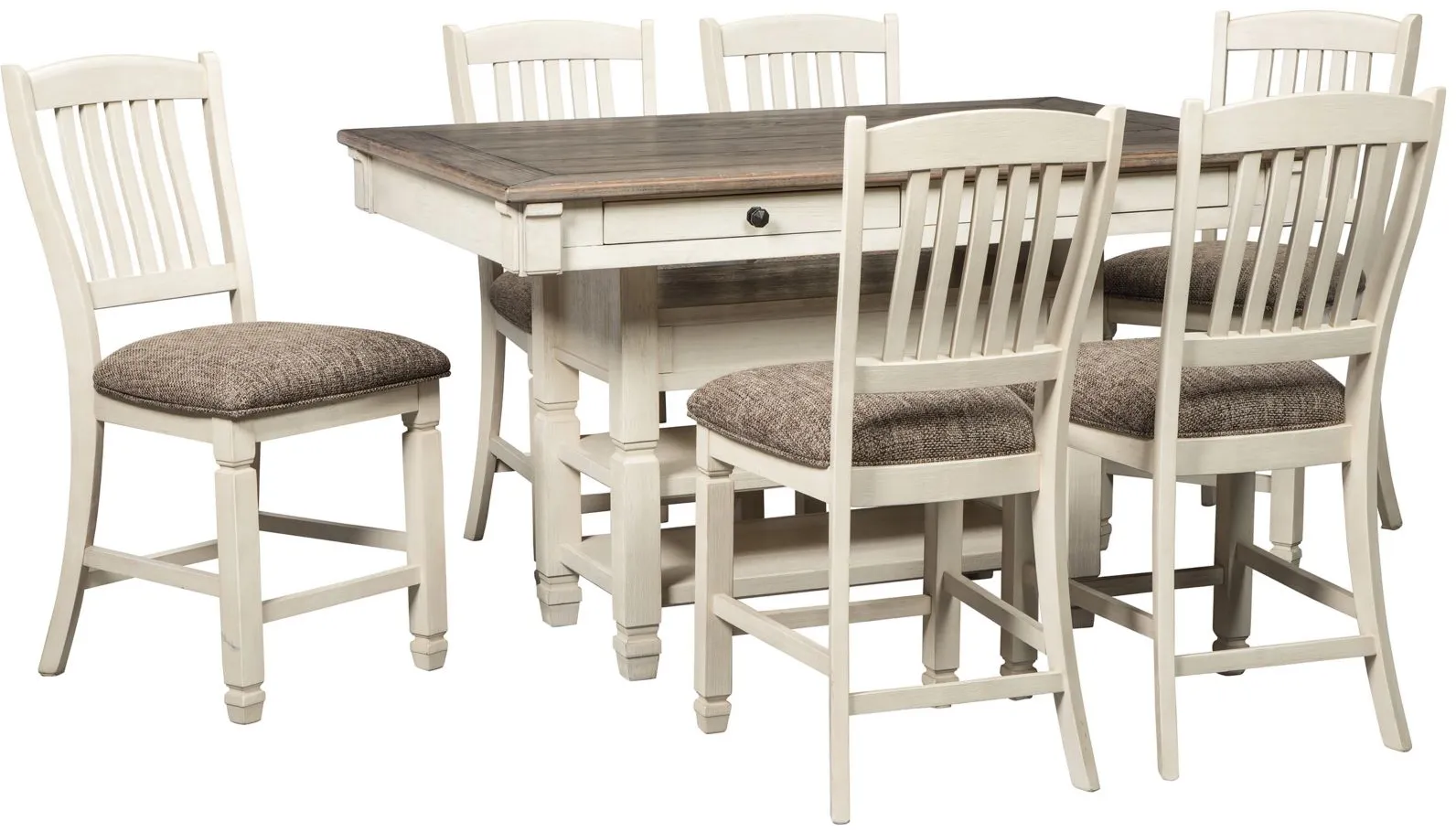 Aspen 7-pc. Counter Height Dining Set in Light Brown / Antique White by Ashley Furniture