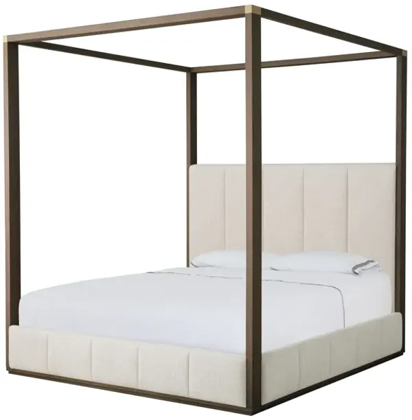 Carino Upholstered Canopy King Bed - Cocoa