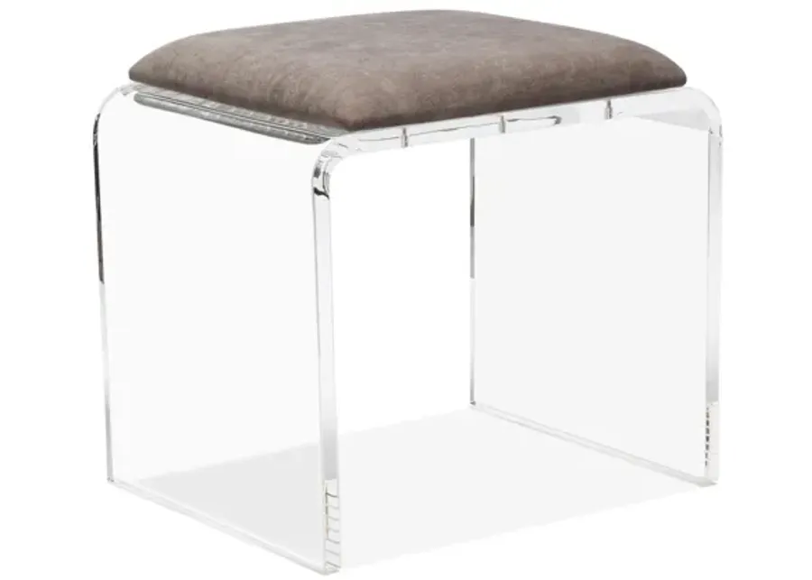 Mira Acrylic Stool in Grey Velvet