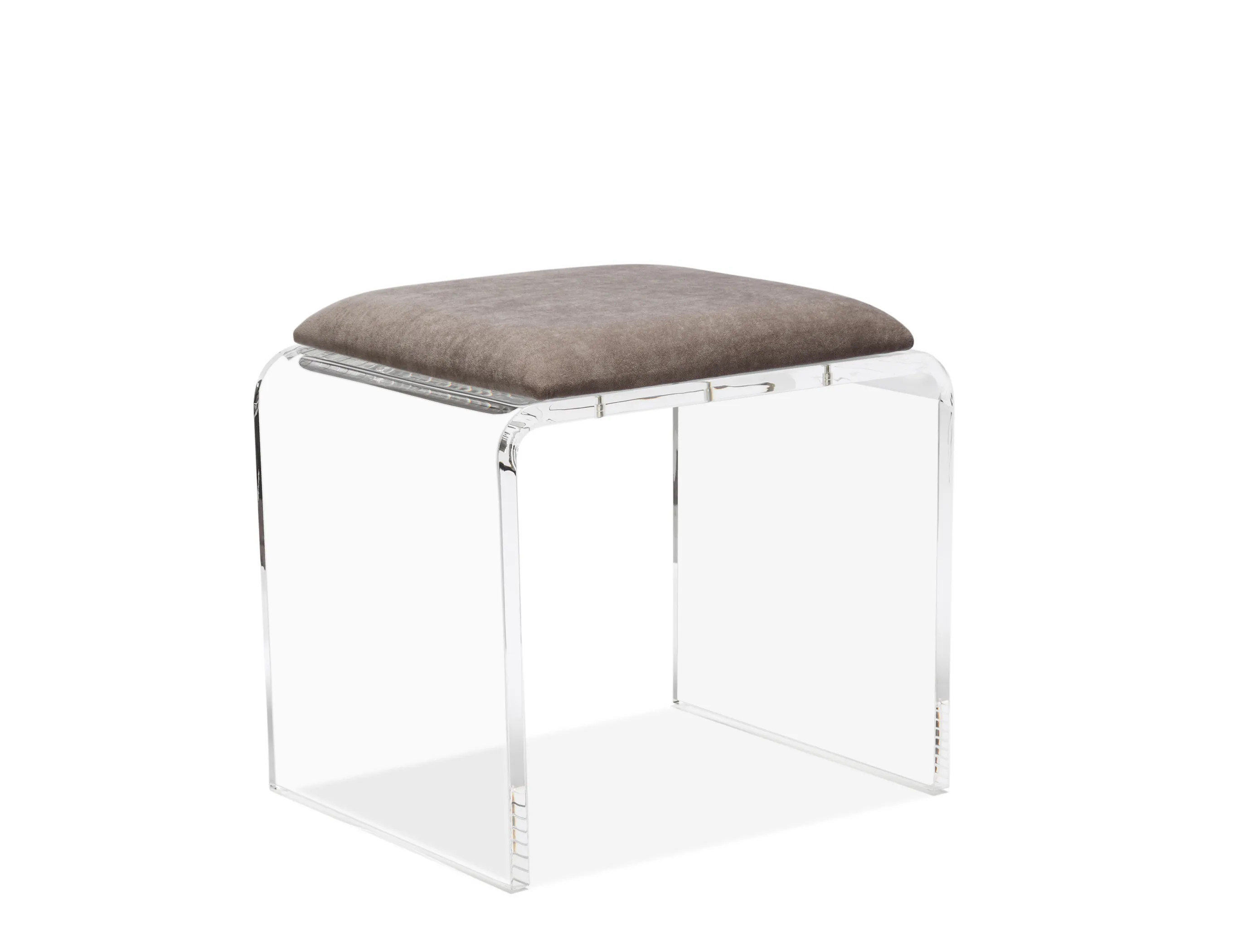 Mira Acrylic Stool in Grey Velvet