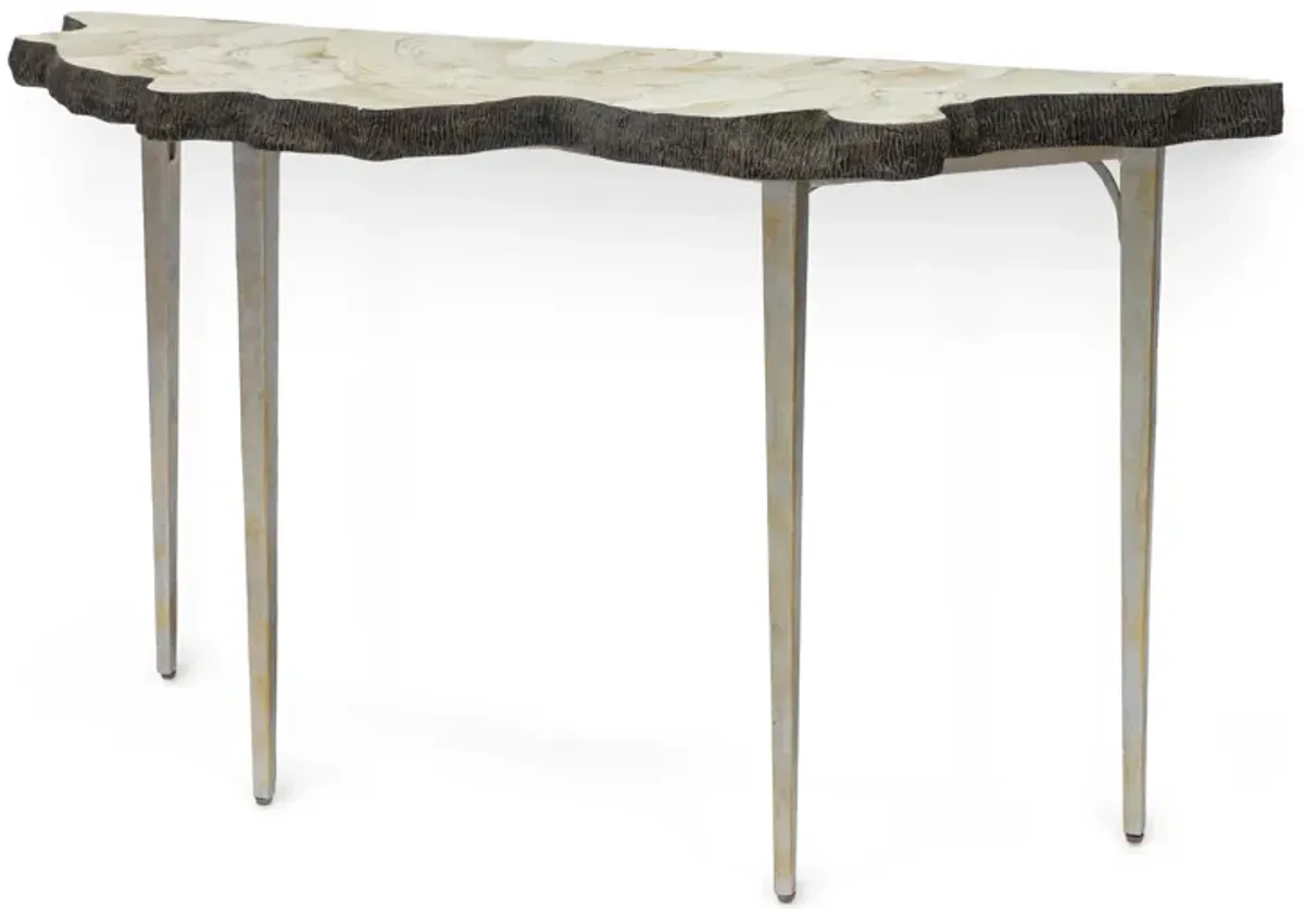 Chloe Fossilized Clam Console Table