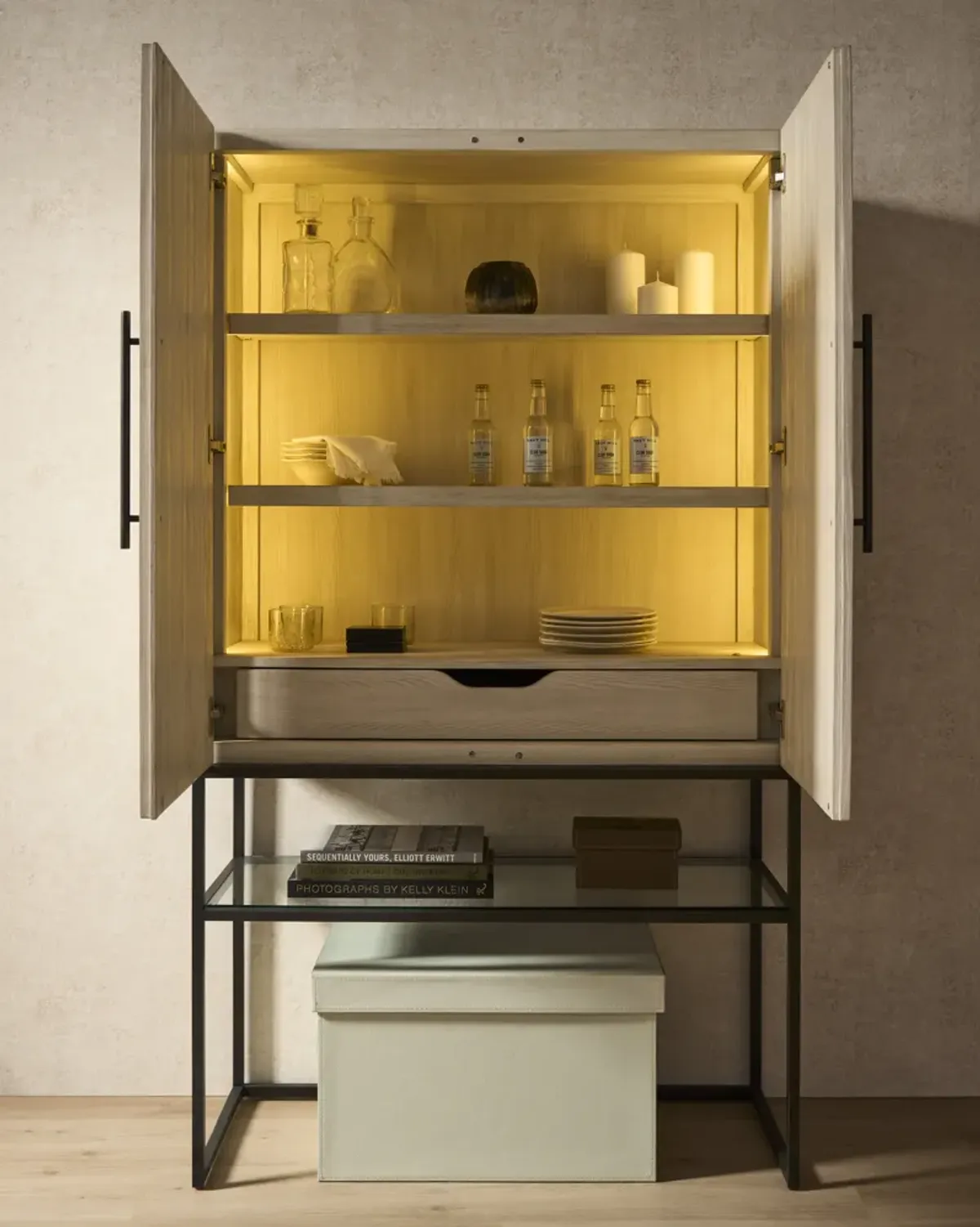 River Rock Lattice Bar Cabinet