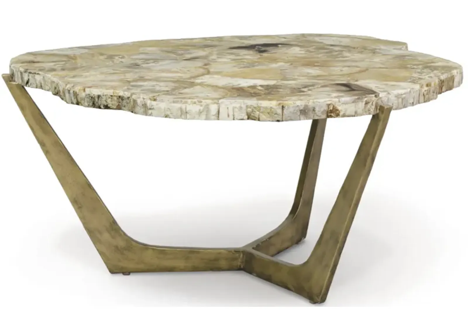 Petrified Wood Tripod Cocktail Table