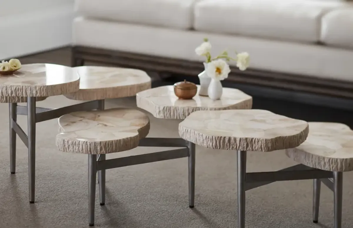 Merced Fossilized Inlaid Clam 3-Top Cocktail Table