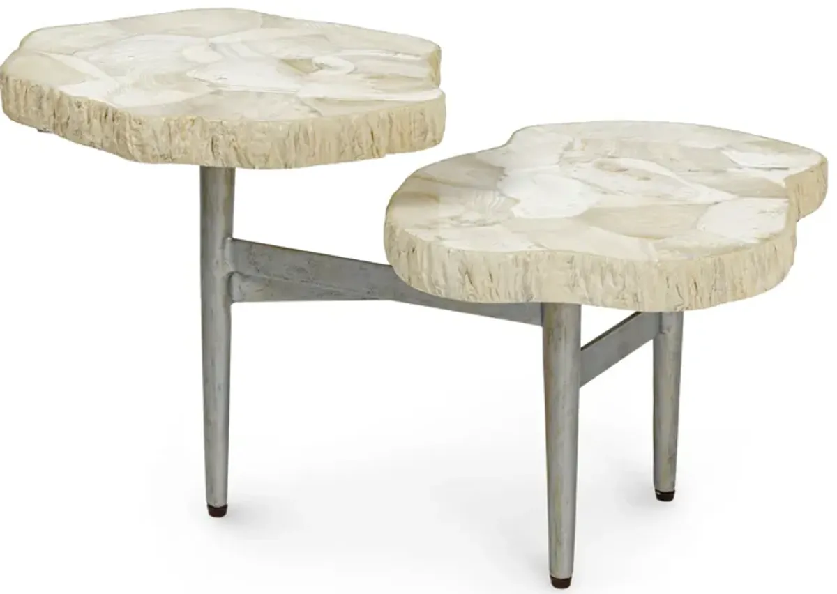 Merced Fossilized Inlaid Clam 2 Top Cocktail Table