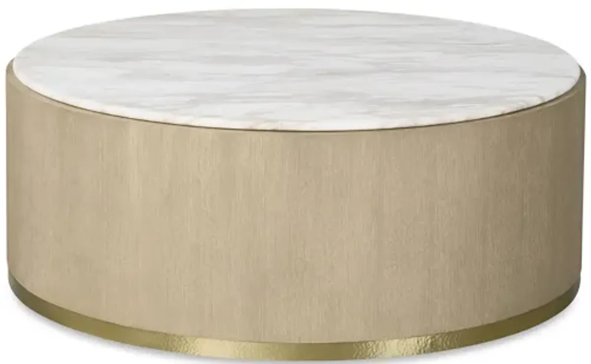 Carino Round Cocktail Table - Sand Cerused