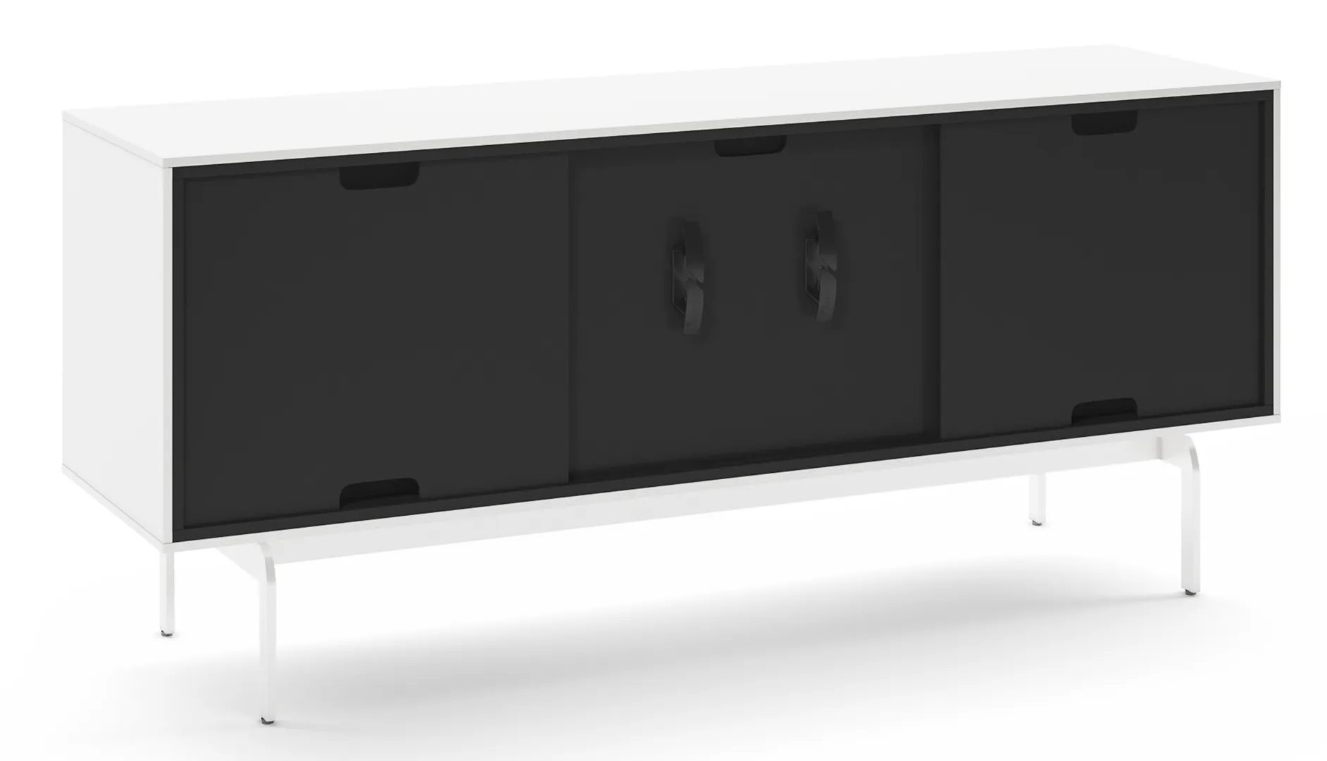 Align Three Door Media Console - Satin White