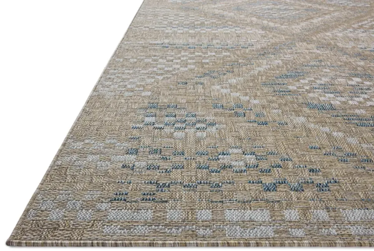 5X8 Topanga Outdoor Rug - Natural/Aqua