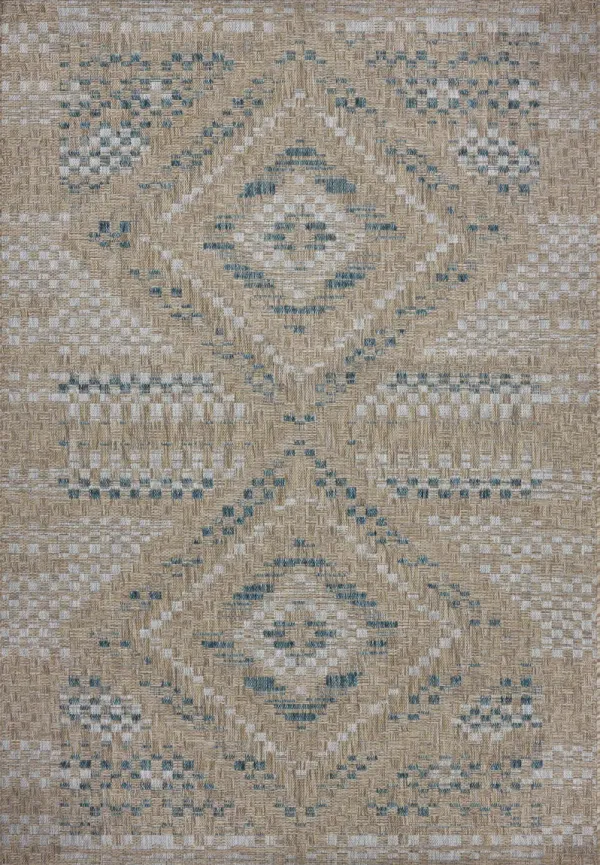 5X8 Topanga Outdoor Rug - Natural/Aqua