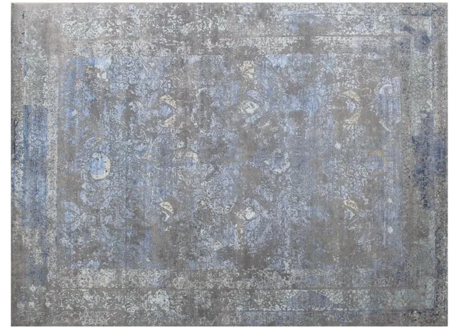 8' X 10' Gray/Blue Hand Knotted Rug