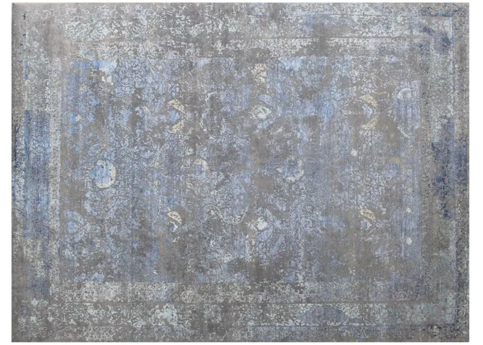 8' X 10' Gray/Blue Hand Knotted Rug