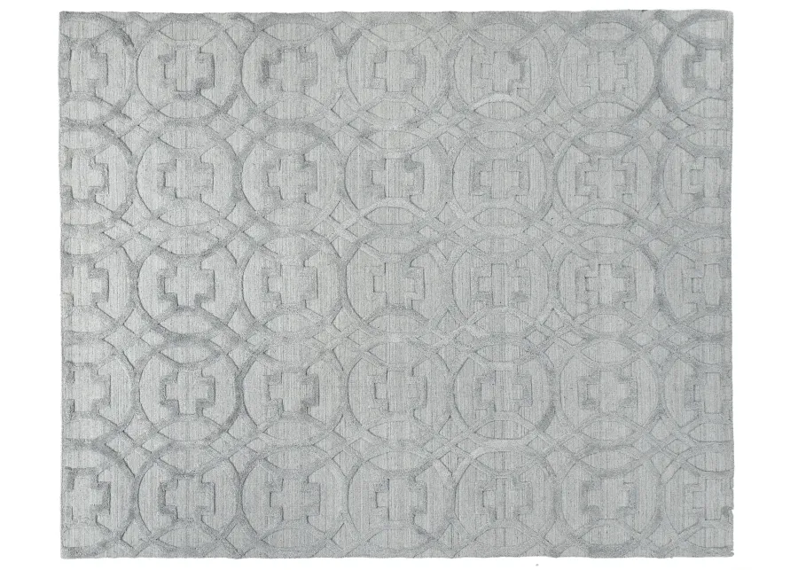 8' X 10' Light Silver Handmade Rug