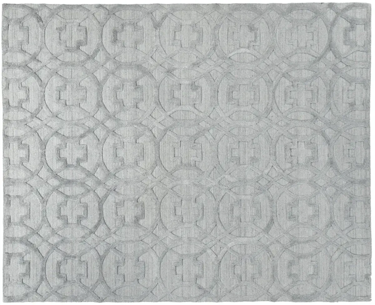 8' X 10' Light Silver Handmade Rug