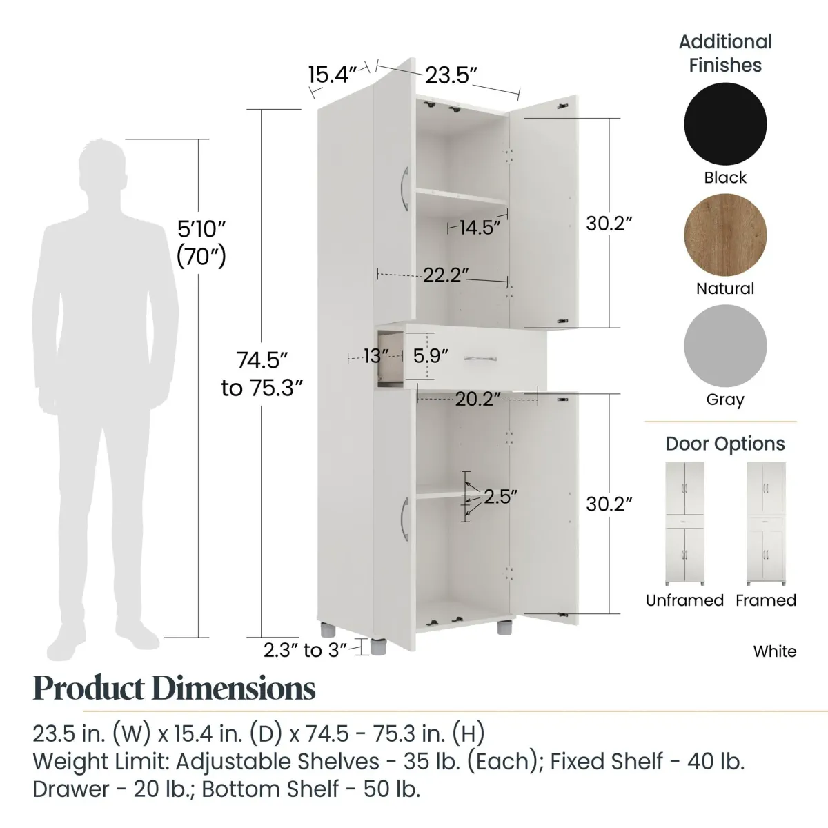 Basin 23.5 Inch Closed Storage Cabinet