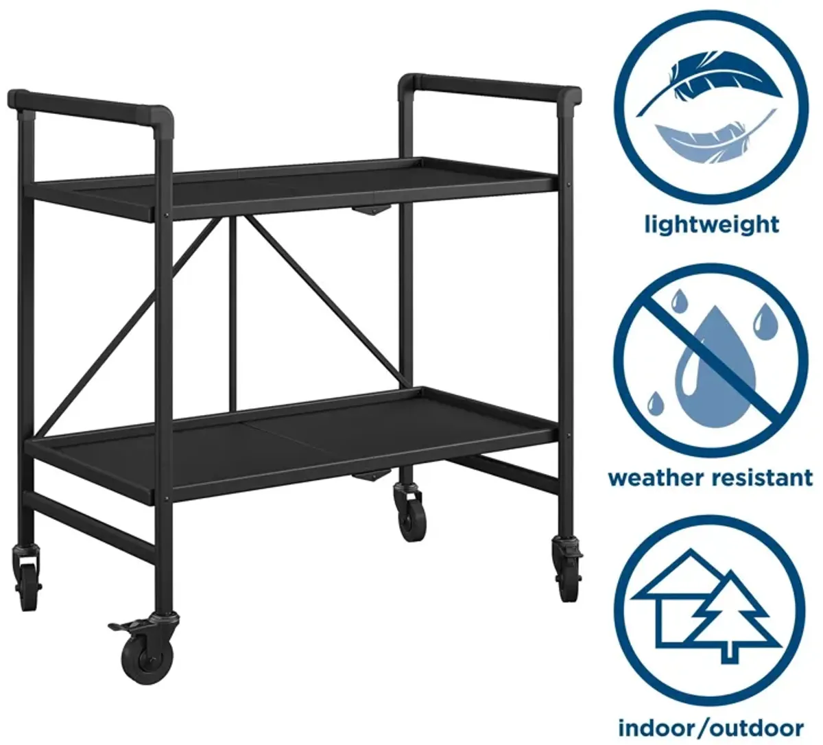 Outdoor Folding Serving Cart with 2 Shelves