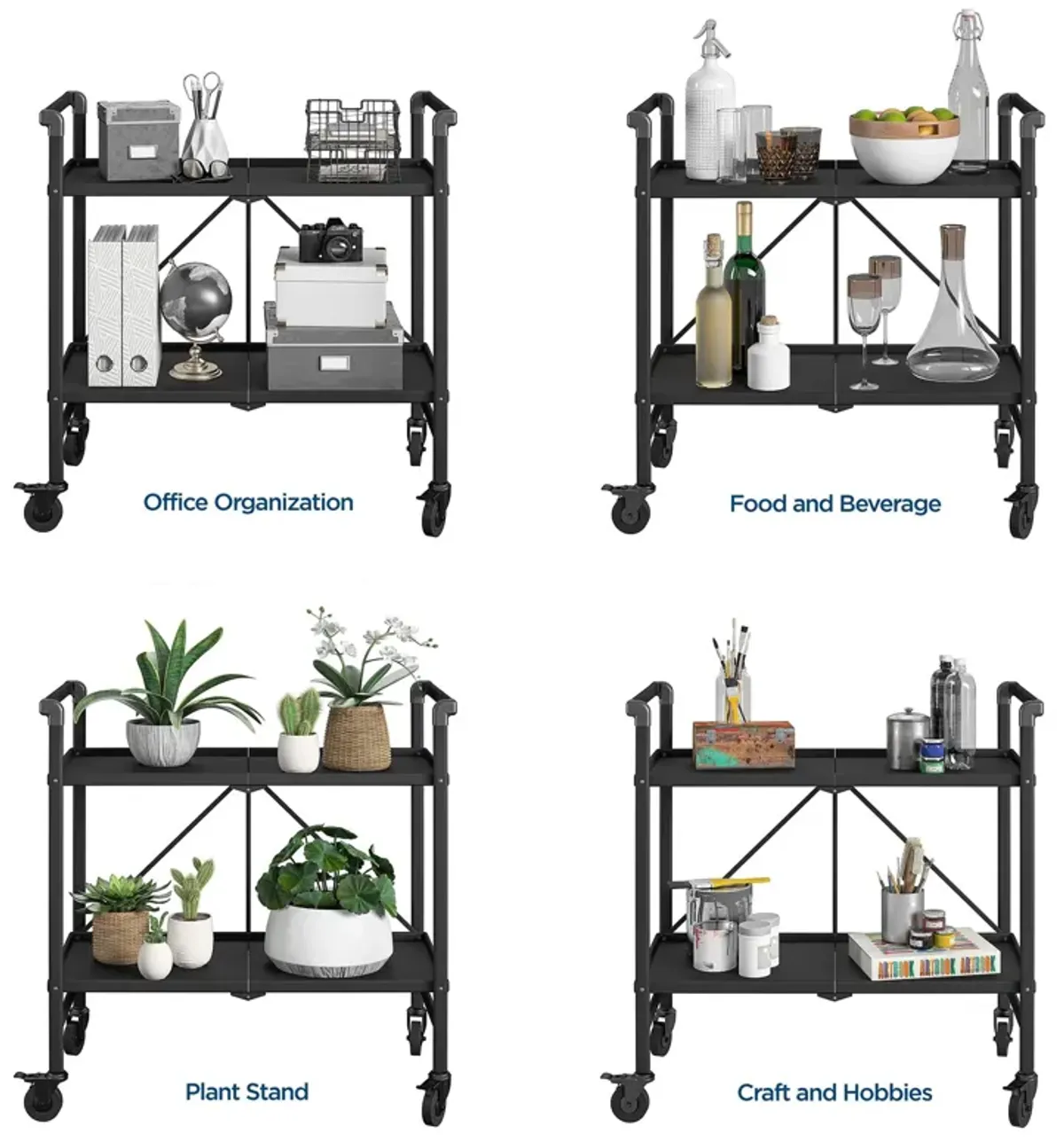 Outdoor Folding Serving Cart with 2 Shelves