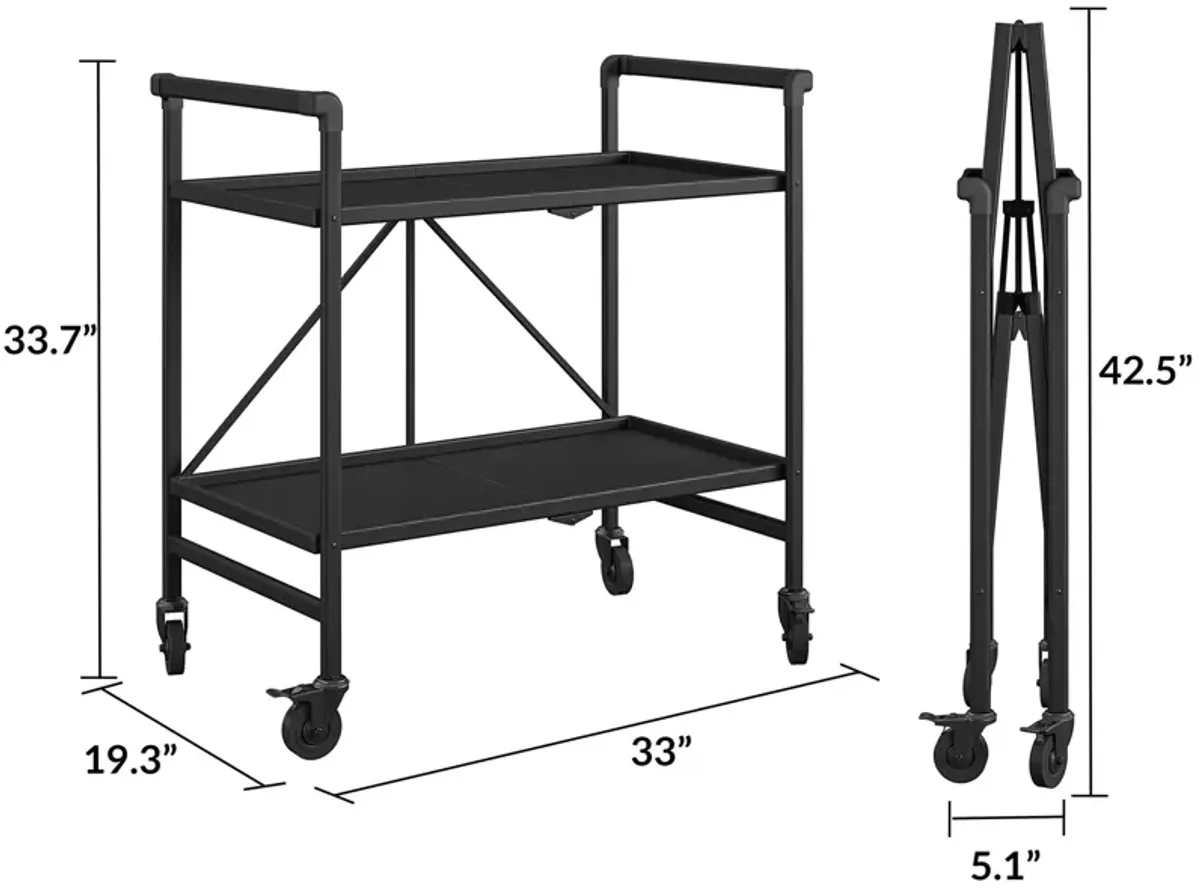 Outdoor Folding Serving Cart with 2 Shelves