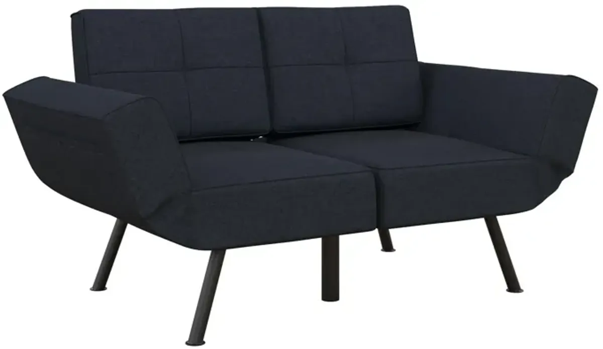 Euro Upholstered Tufted Loveseat Futon with Storage Pockets