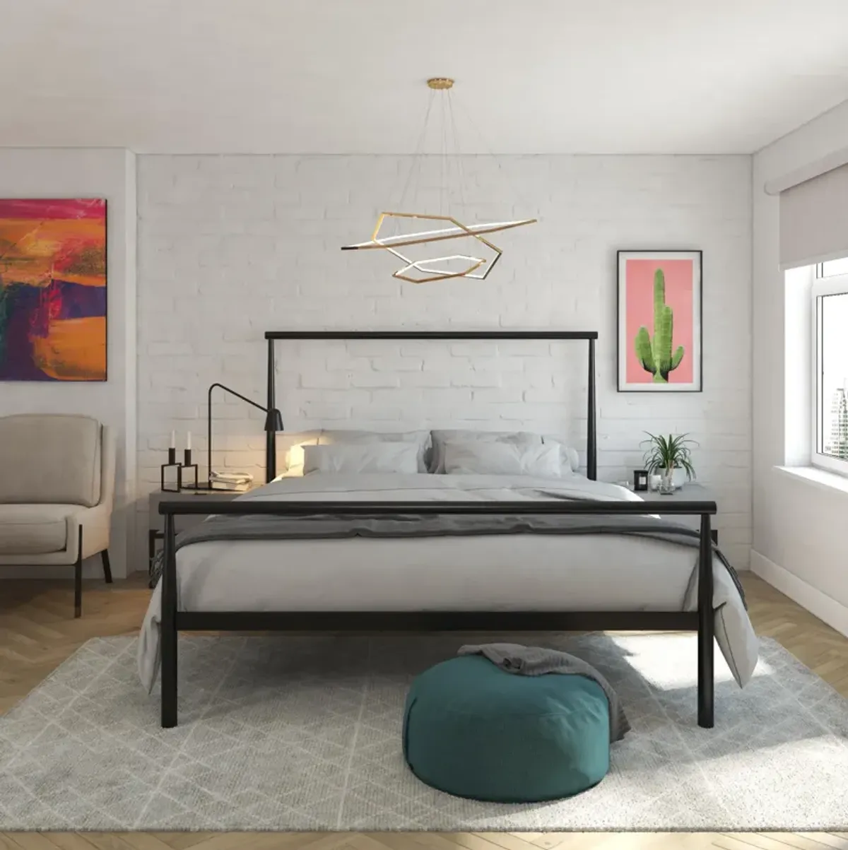 Calixa Modern Metal Bed with Multiple Height Adjustment Options