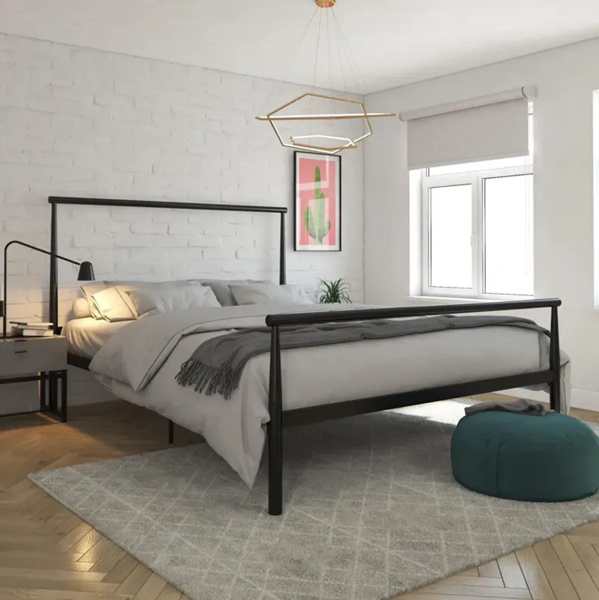 Calixa Modern Metal Bed with Multiple Height Adjustment Options