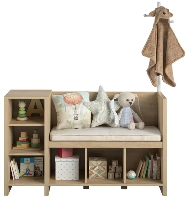 Jocelyn Storage Bench and Coat Rack with 6 Shelves