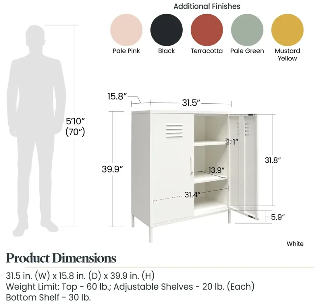 Shadwick 2 Door Metal Locker Style Accent Storage Cabinet