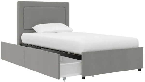 Alden Upholstered Bed with Angular Headboard and Under Bed Storage Drawers